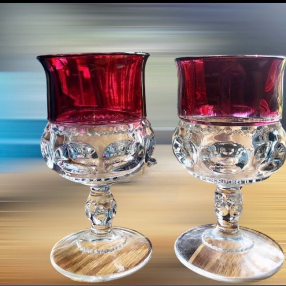 Vintage King’s Crown Indiana Glass Water Goblets